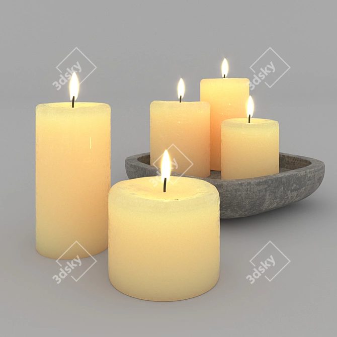Elegant Candle Set with Stand 3D model image 1