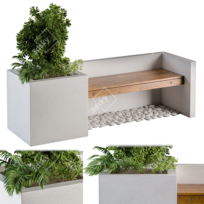 Garden Oasis Bench with Planter 3D model image 1