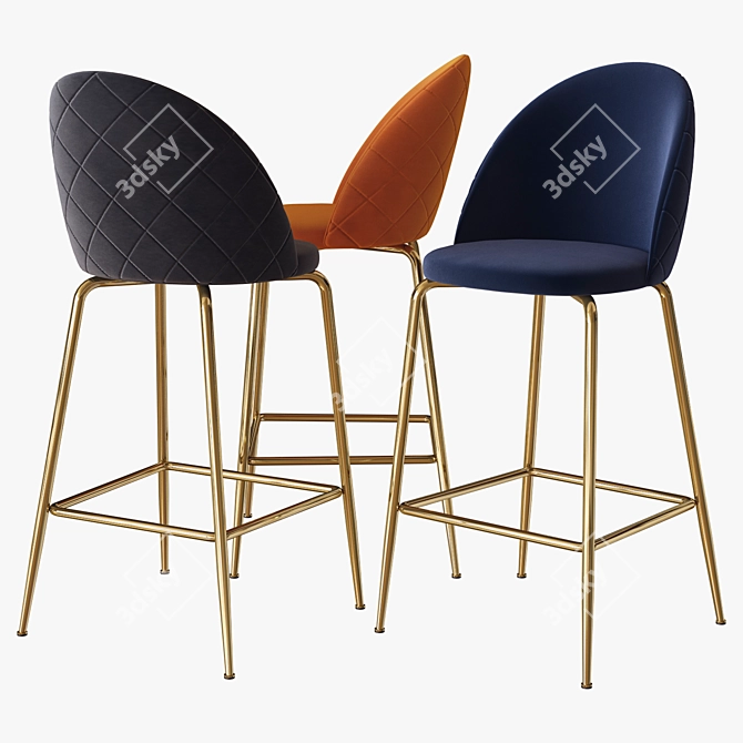 Sleek Heather Bar Stool 3D model image 1