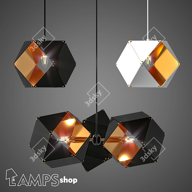 Elegant Wells Black Chandeliers 3D model image 1