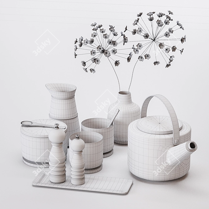 Elegant Kitchen Decor Set 3D model image 3