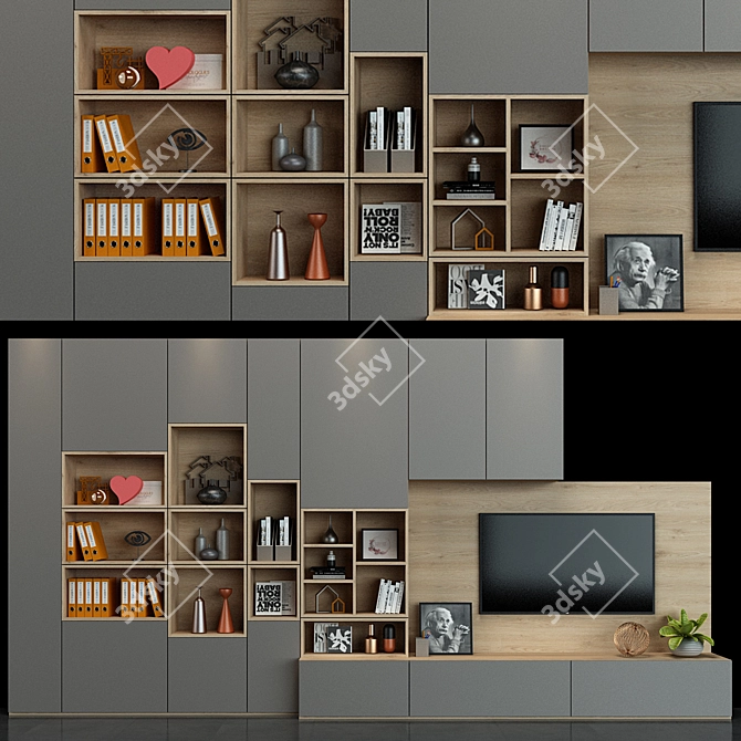 Elegant Wood Cabinet: Modern Design 3D model image 1