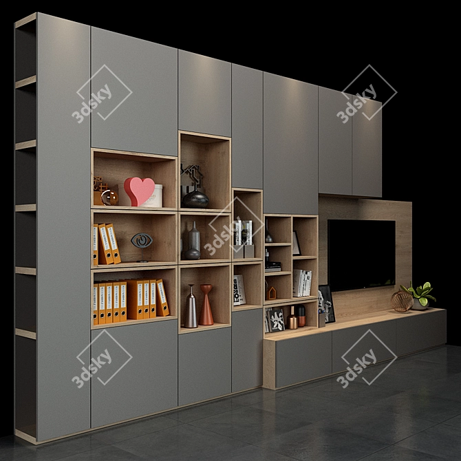 Elegant Wood Cabinet: Modern Design 3D model image 2