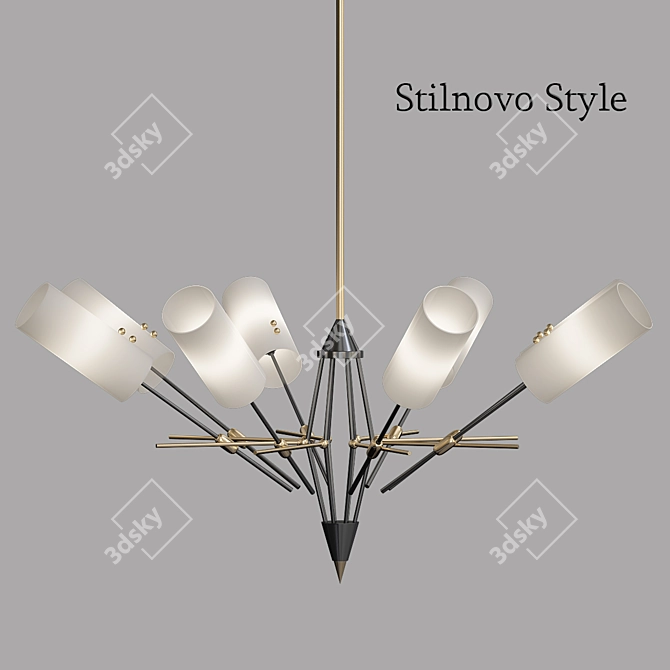 Retro Revival Stilnovo Chandelier 3D model image 1