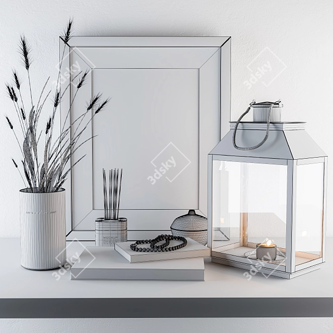 Elegant Wheat & Lantern Set 3D model image 2