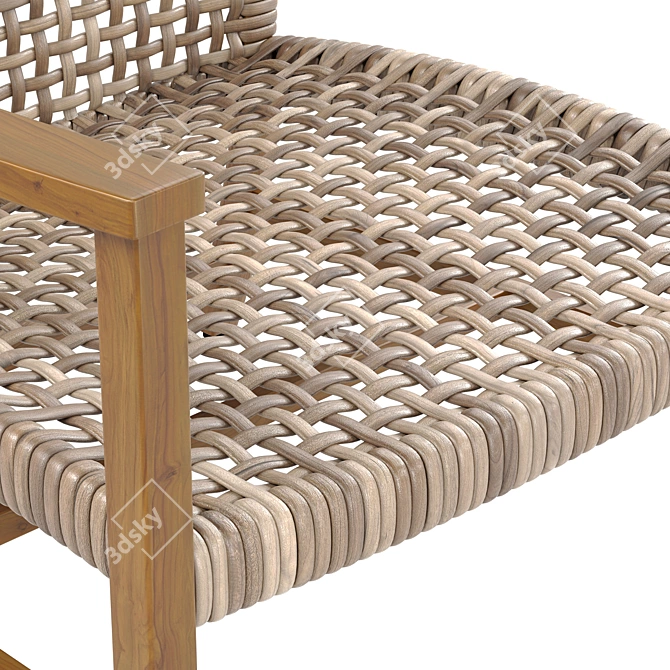 Title: Natural Finish Isola Lounge Chair 3D model image 3