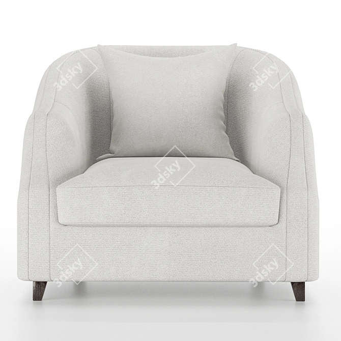 Sophisticated Dove Gray Velvet Armchair 3D model image 2