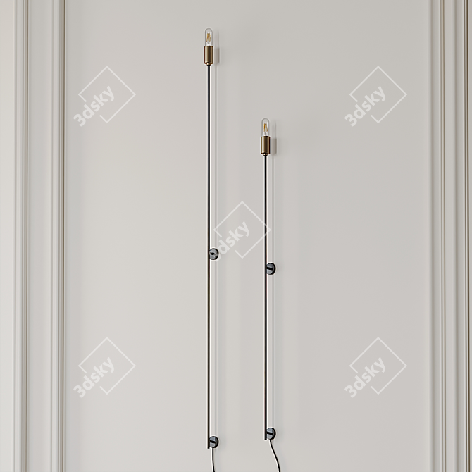 Modern Steel Stick Wall Sconce 3D model image 1