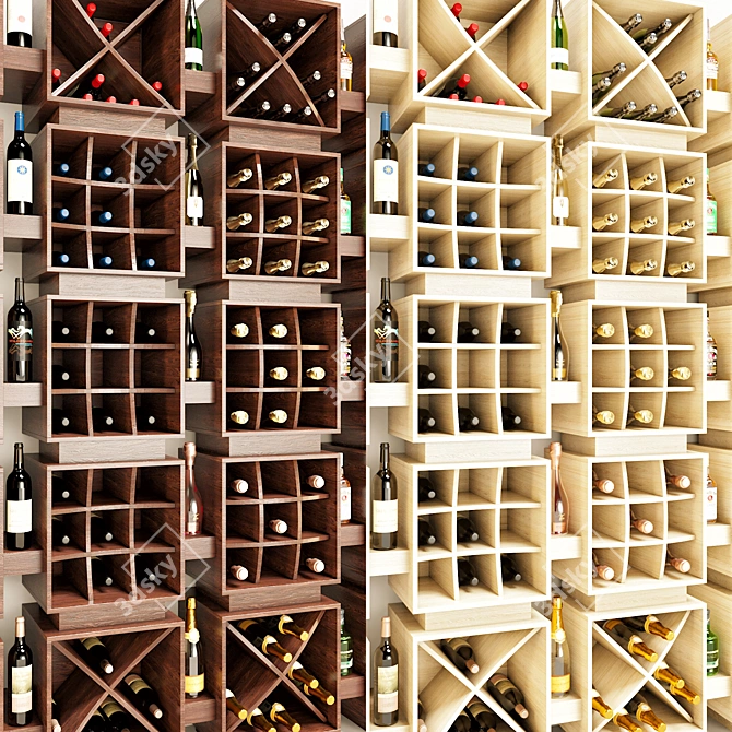 Vintage Wine Shelf: Stylish & Spacious 3D model image 3