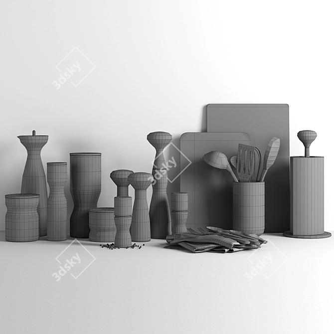 Modern Kitchen Decor Set 3D model image 6