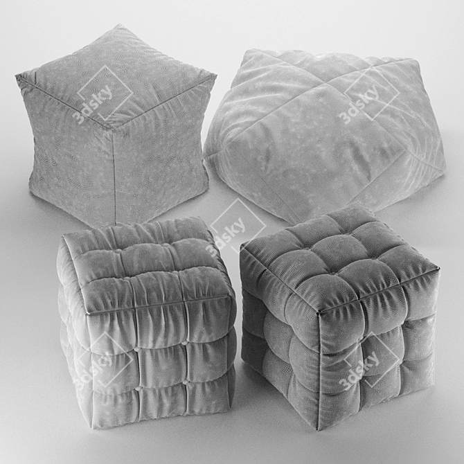 Cozy Cushion Poufs 3D model image 2