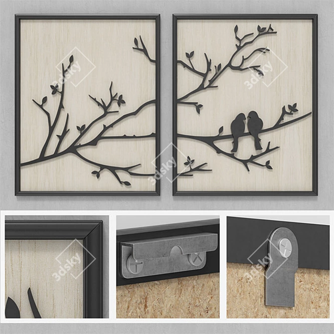 Modern Metal Wall Sculpture 3D model image 1