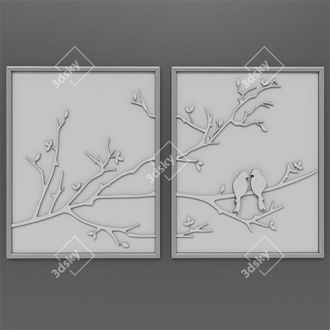 Modern Metal Wall Sculpture 3D model image 2