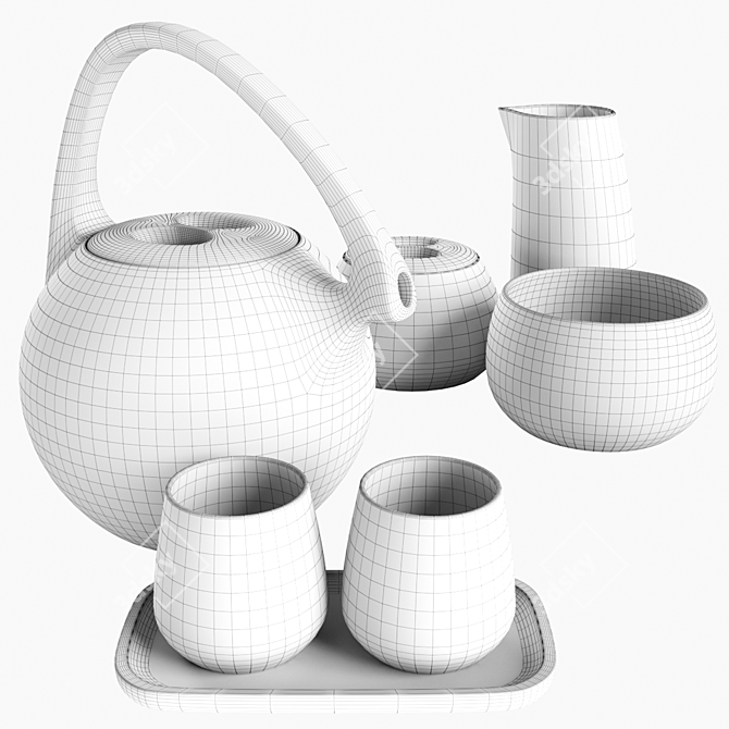 Elegant Rosenthal Teapot Set 3D model image 2