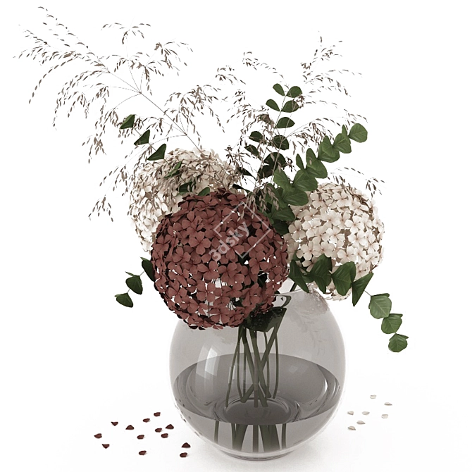 Hydrangea and Eucalyptus Bouquet 3D model image 1