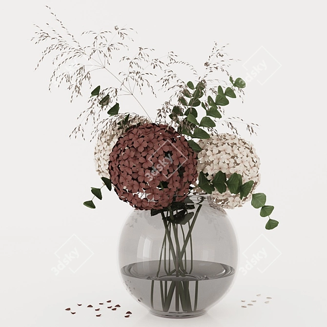 Hydrangea and Eucalyptus Bouquet 3D model image 2