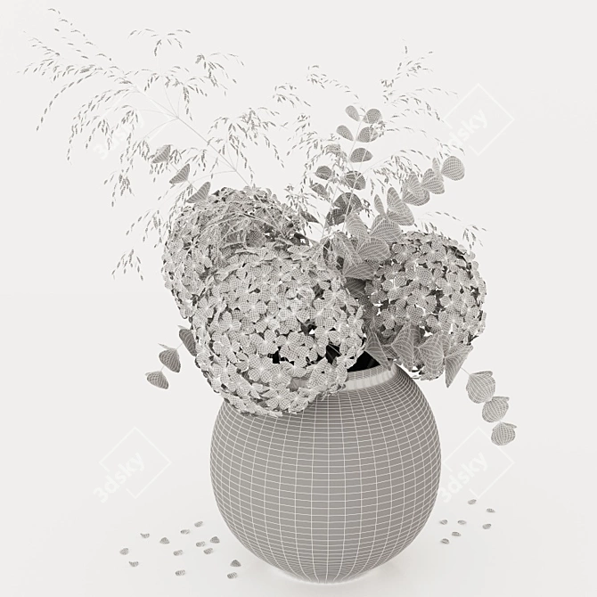 Hydrangea and Eucalyptus Bouquet 3D model image 3