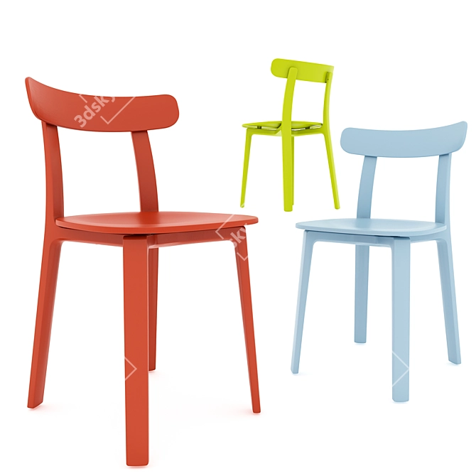 Elegant All Plastic Chair 3D model image 1