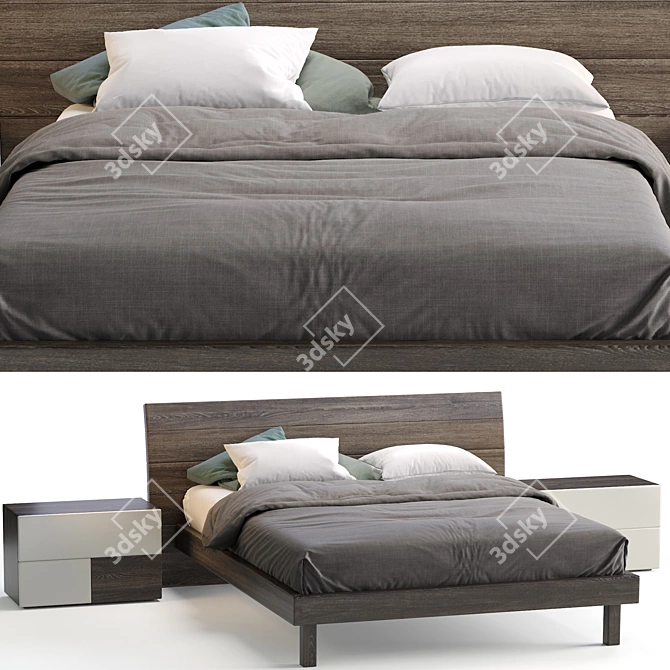 Modern INDEX Bed: Sleek Design, 3D MAX Compatible 3D model image 2