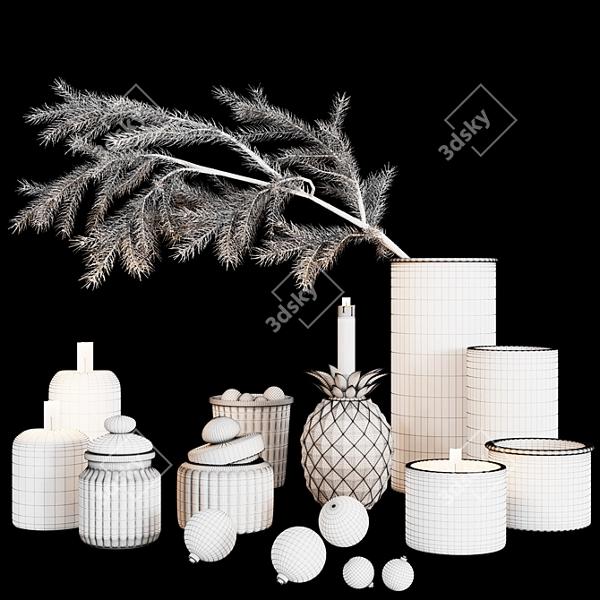 16-Piece Decor Set: Exclusively Made with CORONA! 3D model image 2