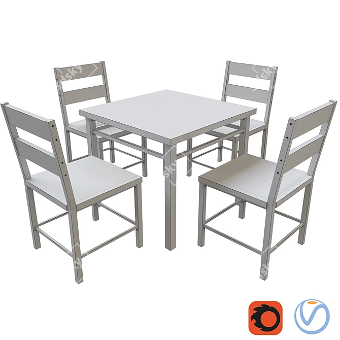 Modern Mercer Counter Height Dining Set 3D model image 2