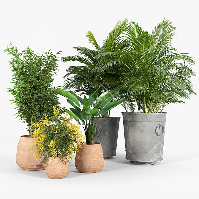 Tula Ring Planters: Stylish Pottery Barn Set 3D model image 1