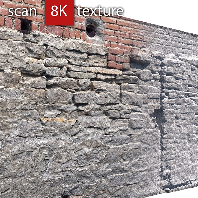 Detailed Stone Wall 3D Model 3D model image 3