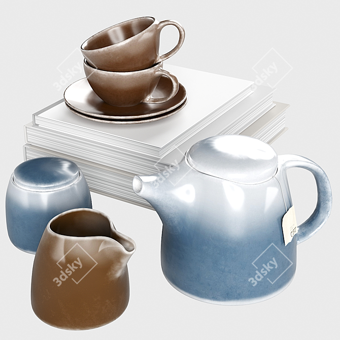 Elegant Kinto Teapot Set 3D model image 1