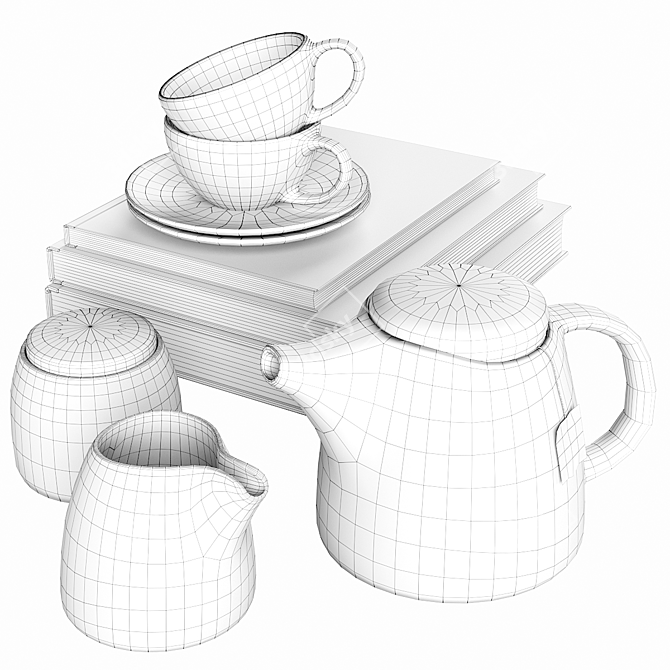 Elegant Kinto Teapot Set 3D model image 2