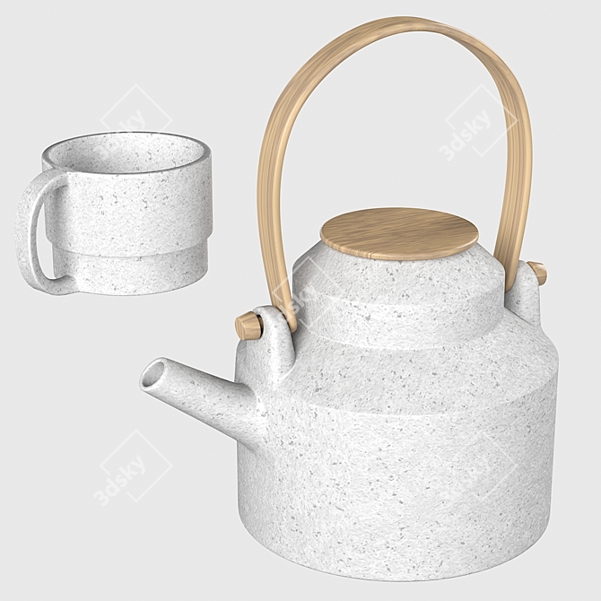 Elegant Bon Ceramics Teapot 3D model image 1