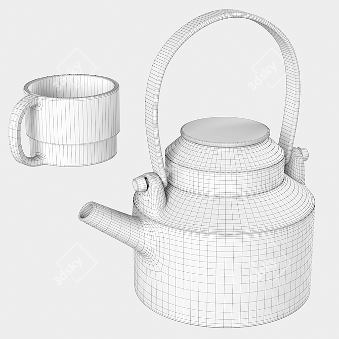 Elegant Bon Ceramics Teapot 3D model image 2