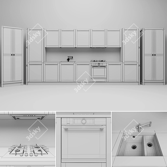 GD Arredamenti Legno Vivo 2.6: Elegant Oak Kitchen 3D model image 2