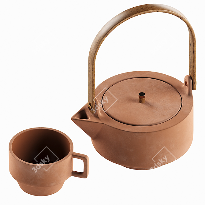 Elegant Skagerak Teapot Set 3D model image 1