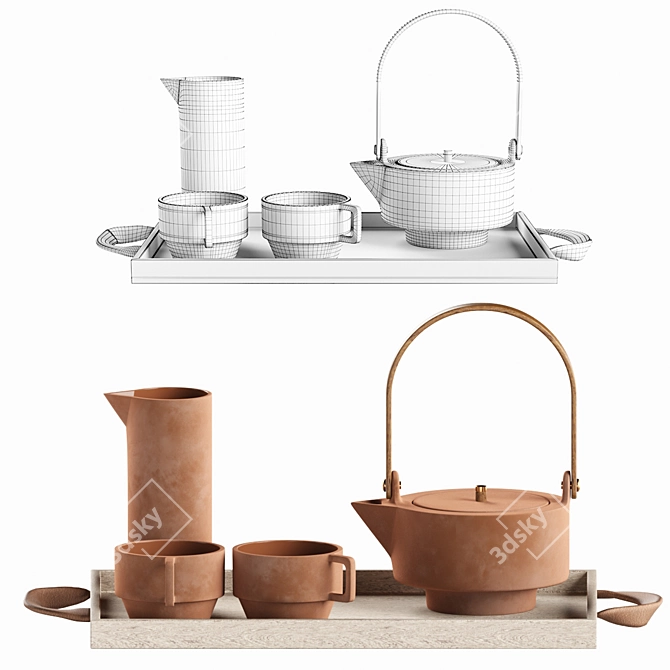 Elegant Skagerak Teapot Set 3D model image 2