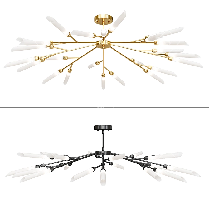 Elegance in Black & Gold: LED Chandelier 3D model image 1