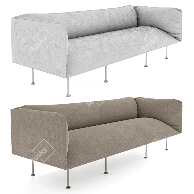 Sandy Brown Textile Sofa 3D model image 2