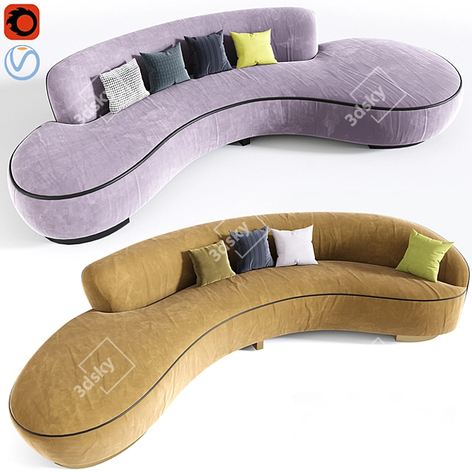 Serpentine Curve Sofa Set 3D model image 2