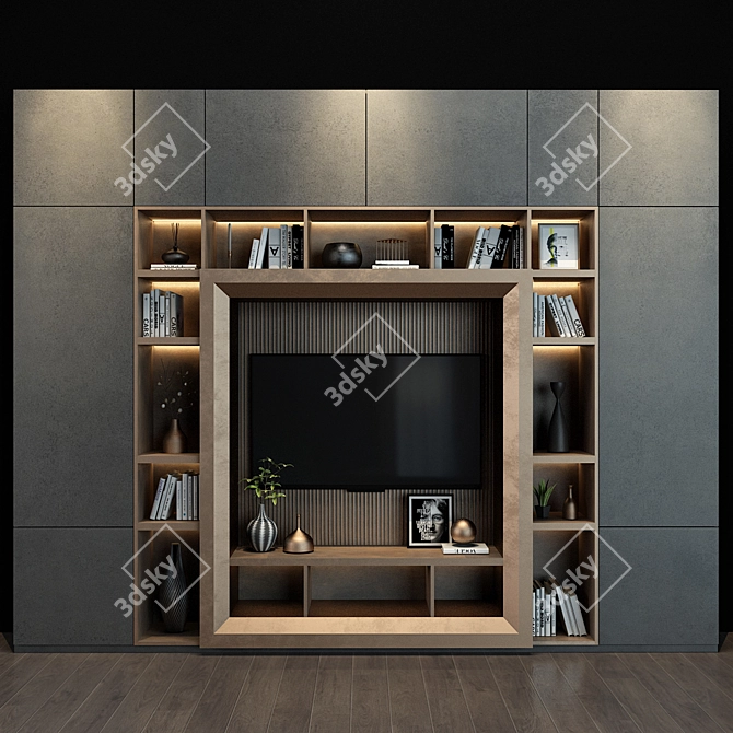 Modern TV Shelf: Stylish Storage Solution 3D model image 1