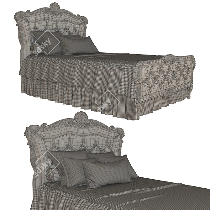 Luxury Walnut Bed - Rampoldi Creations 3D model image 3
