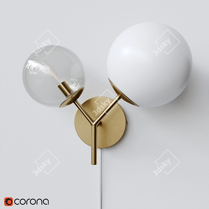 House Doctor Twice Wall Lamp | Brass Finish 3D model image 1