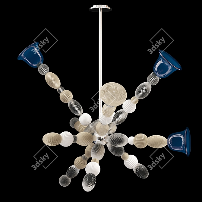 Elegant Perseus Glass Chandelier 3D model image 1