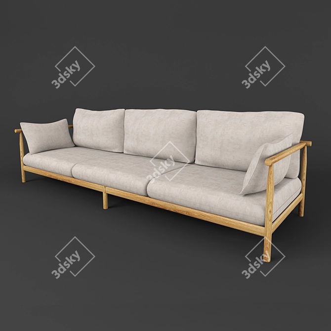 Dedon Tibbo: Elegant Teak 3-Seater 3D model image 1