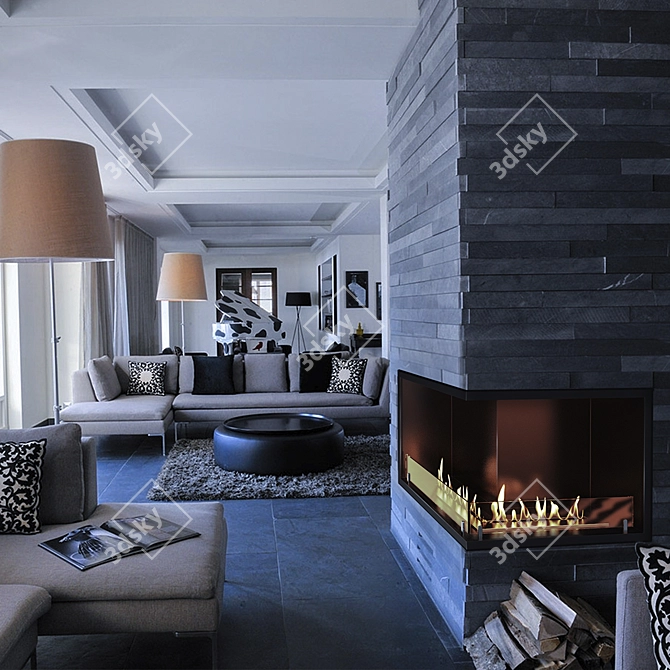 SappFire: Corner Biofireplace for Stylish Wall 3D model image 3