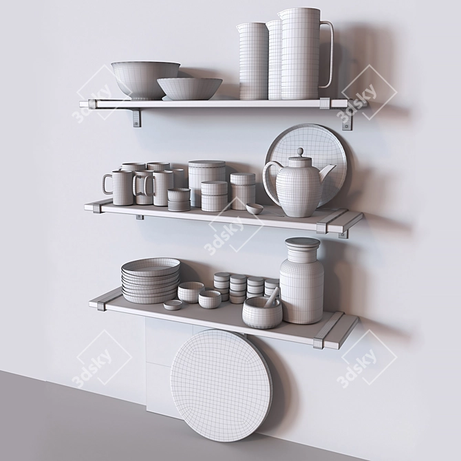 Elegant Marble Kitchen Set 3D model image 2