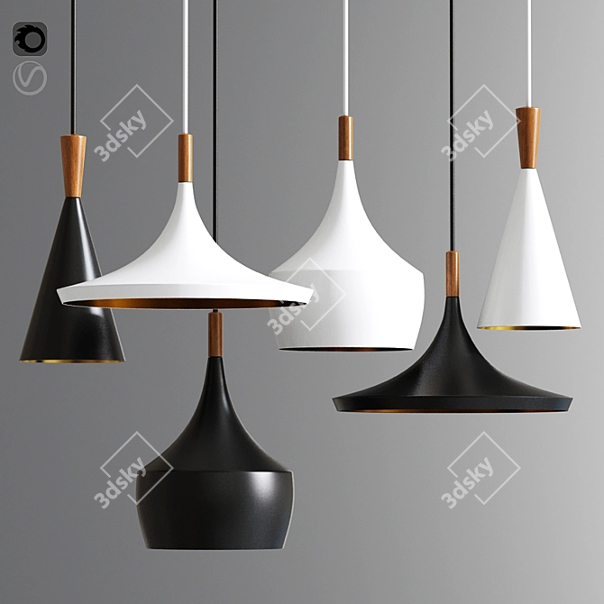 Industrial Loft Wood Pendant 3D model image 1