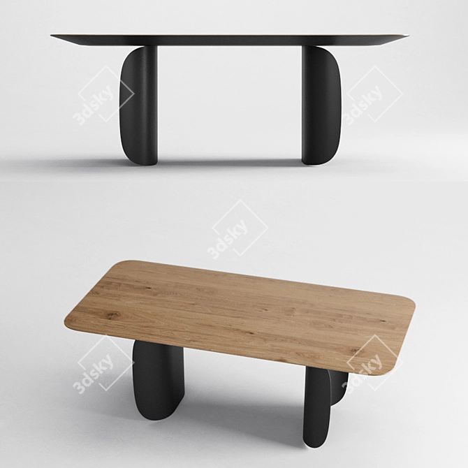 Sleek Curl Design Dining Table 3D model image 2