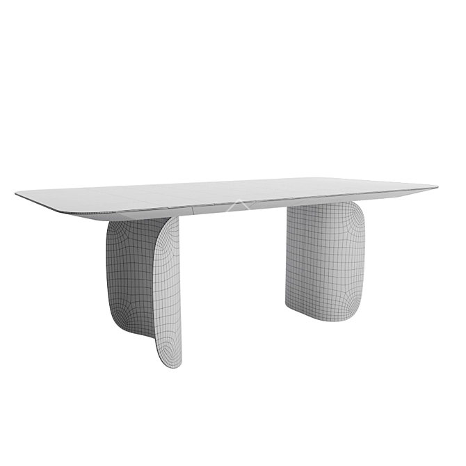 Sleek Curl Design Dining Table 3D model image 3