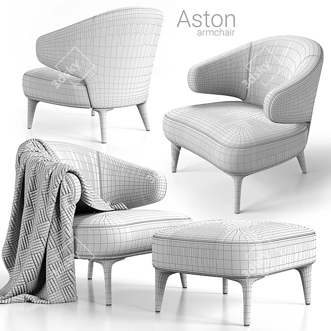 Modern Italian Armchair: Minotti Aston 3D model image 2