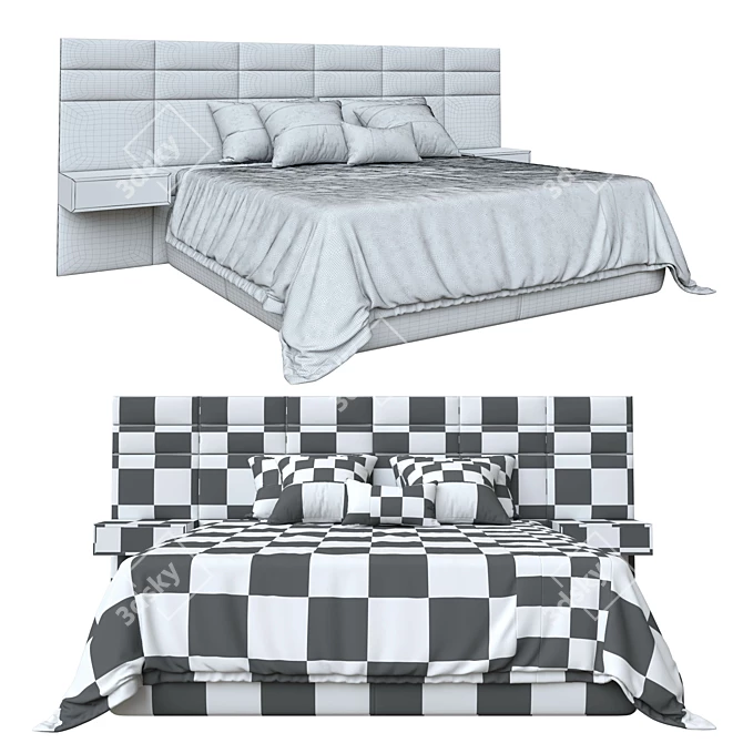 Elegance Queen Bed 3D model image 2
