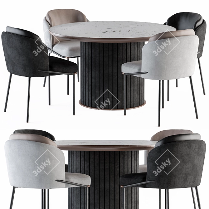 Elegance in Dining: Minotti Round Table & Chair 3D model image 1